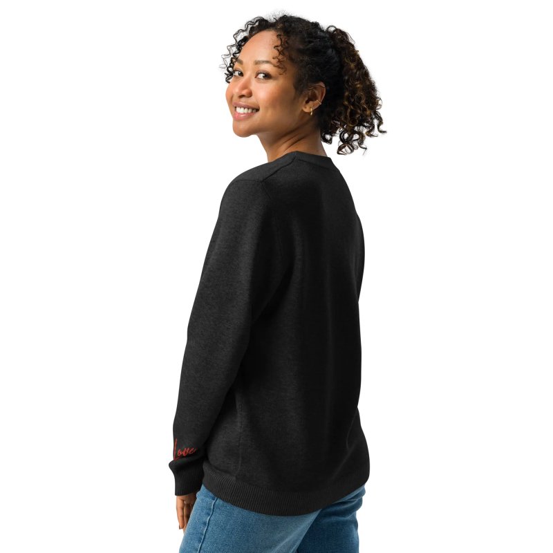 Heart - Knitted crew neck sweater BLACK - knitwear - British D'sire