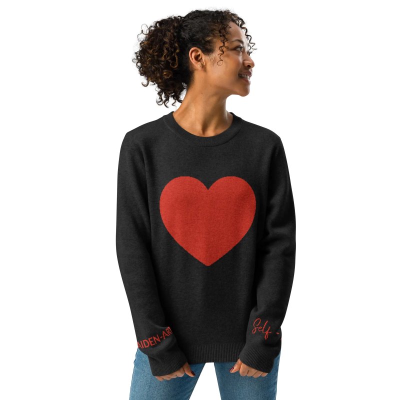 Heart - Knitted crew neck sweater BLACK - knitwear - British D'sire