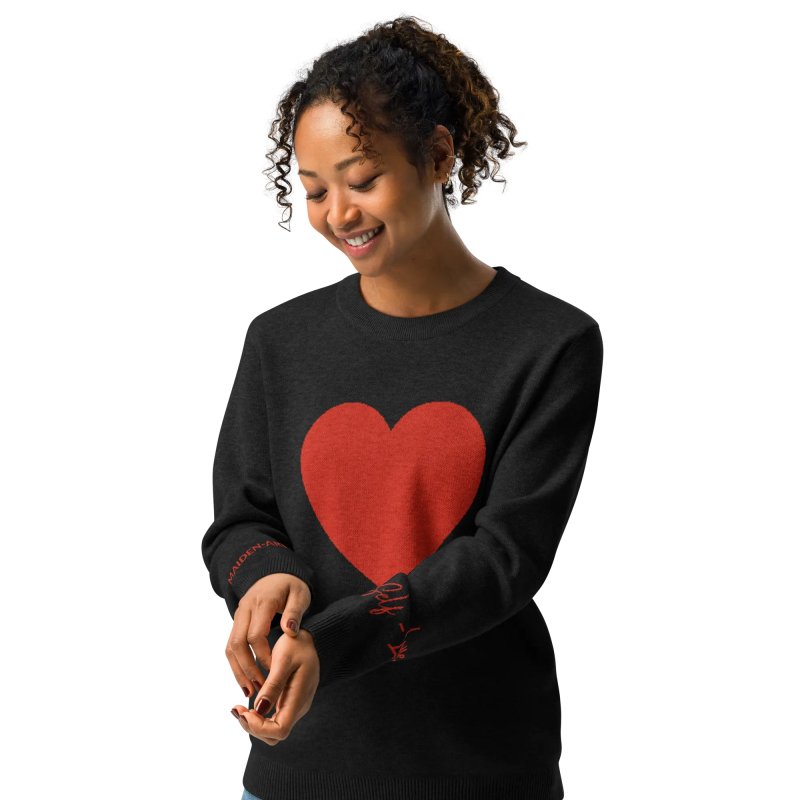 Heart - Knitted crew neck sweater BLACK - knitwear - British D'sire
