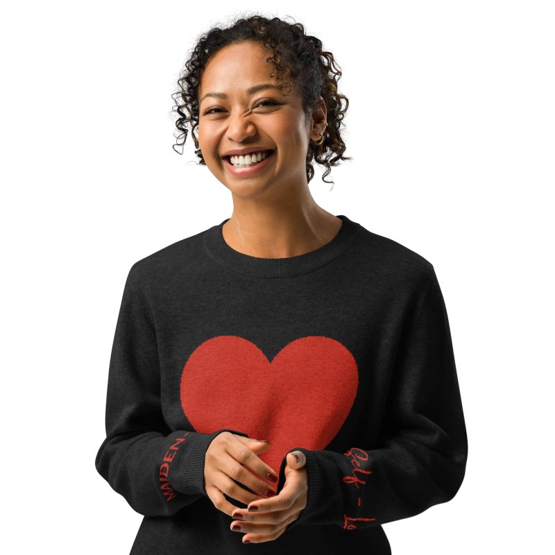 Heart - Knitted crew neck sweater BLACK - knitwear - British D'sire