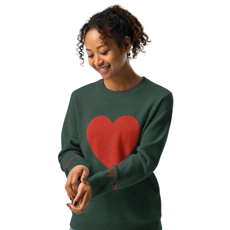 Heart - Knitted crew neck sweater PINE - knitwear - British D'sire