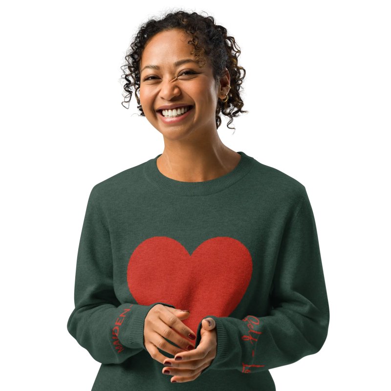 Heart - Knitted crew neck sweater PINE - knitwear - British D'sire