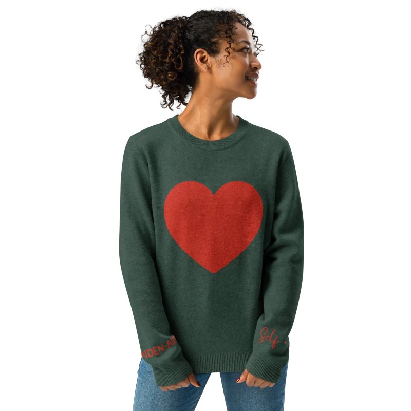 Heart - Knitted crew neck sweater PINE - knitwear - British D'sire