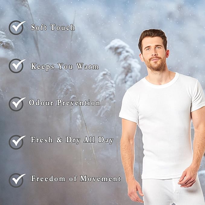 Heatwave® Pack of 2 Men's Thermal T Shirt, Warm Underwear Baselayer, S M L XL XXL Thermals - Thermal Sets - British D'sire