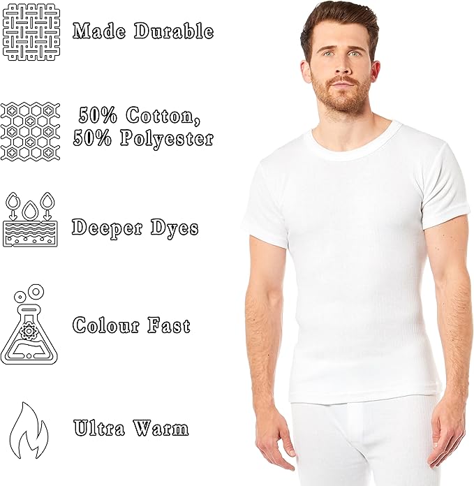 Heatwave® Pack of 2 Men's Thermal T Shirt, Warm Underwear Baselayer, S M L XL XXL Thermals - Thermal Sets - British D'sire