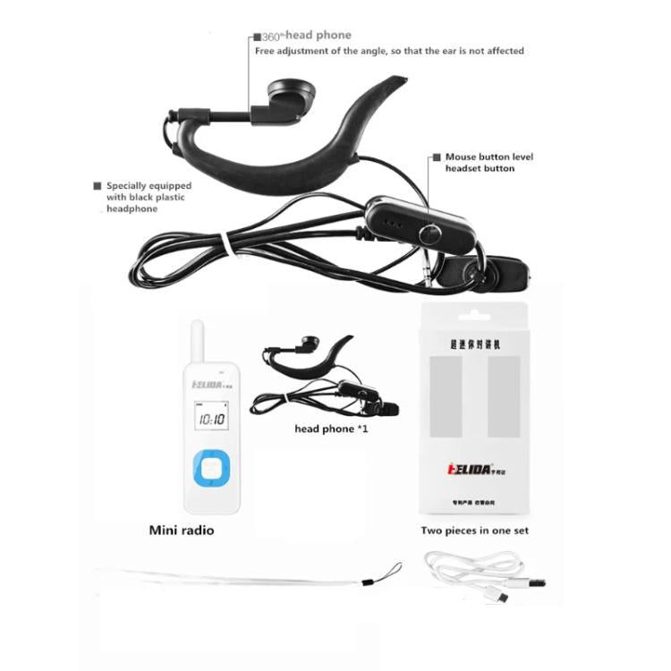 HELIDA T - M1 Mini Portable Rechargeable Two - Way Radio 22 Channels Compact Walkie Talkie EU Plug White - British D'sire