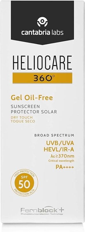 Heliocare 360 Oil-Free Gel SPF 50 50ml / Sunscreen For Face/Daily UVA UVB Visible light Infrared-A Anti-Ageing Sun Protection/Combination Oily and Normal Skin/Matte Finish - British D'sire
