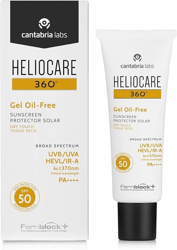 Heliocare 360 Oil-Free Gel SPF 50 50ml / Sunscreen For Face/Daily UVA UVB Visible light Infrared-A Anti-Ageing Sun Protection/Combination Oily and Normal Skin/Matte Finish - British D'sire