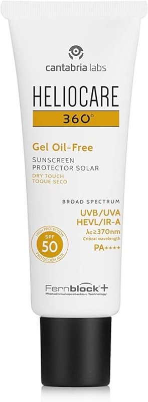 Heliocare 360 Oil-Free Gel SPF 50 50ml / Sunscreen For Face/Daily UVA UVB Visible light Infrared-A Anti-Ageing Sun Protection/Combination Oily and Normal Skin/Matte Finish - British D'sire