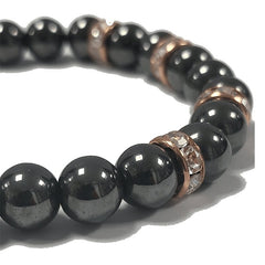 Hematite Bracelet 8mm Rose Gold Spacers - British D'sire