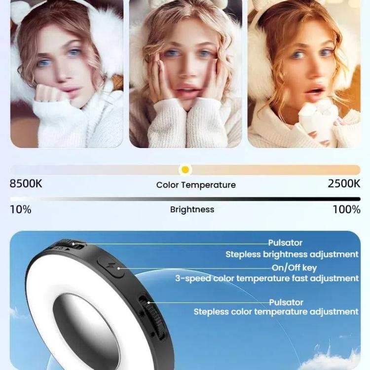 HEPAIL AC74 Magsafe Magnetic Smartphone Light Portable Handheld Selfie Light(White) - British D'sire