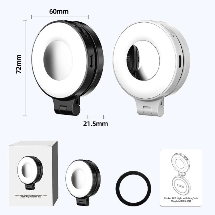 HEPAIL AC74 Magsafe Magnetic Smartphone Light Portable Handheld Selfie Light(White) - British D'sire