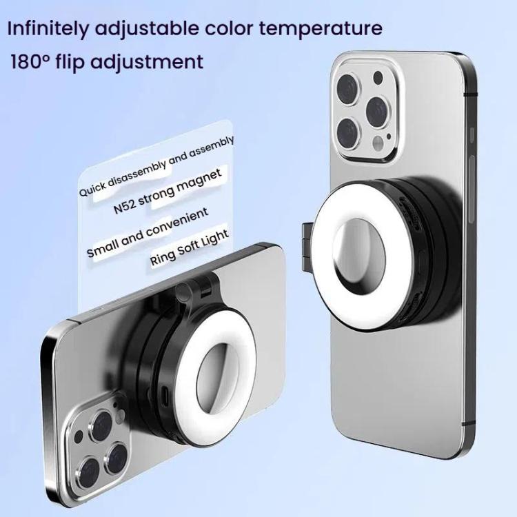 HEPAIL AC74 Magsafe Magnetic Smartphone Light Portable Handheld Selfie Light(White) - British D'sire