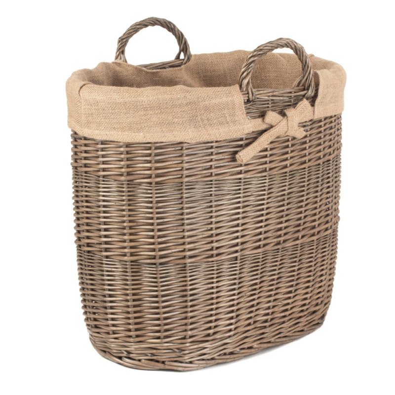 Hessian Lined Oval Log and Storage Basket - Log Baskets - British D'sire Main image