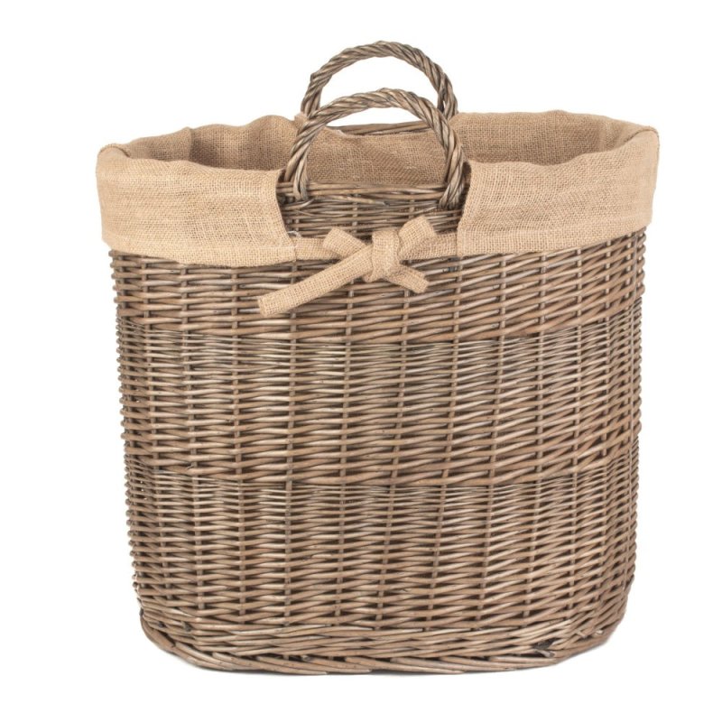 Hessian Lined Oval Log and Storage Basket Secondary image