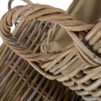 Hessian Lined Tall Round Fireside Rattan Log Basket - Log Baskets - British D'sire
