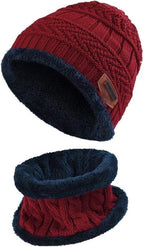 HIDARLING Kids Warm Knitted Beanie Hat and Circle Scarf Set Fleece Liner Skull Cap - Kids Beanie - British D'sire