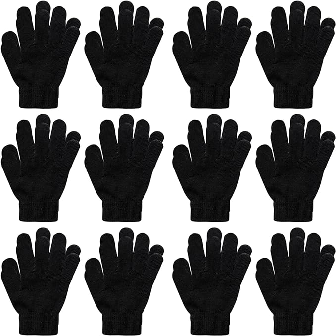 HiFEN® 12 Pairs Kids Magic Gloves Stretchy Winter Warm Magic Gloves kids Full Finger Thermal Gloves Kids For Boys Girls One Size - British D'sire