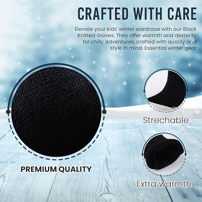 HiFEN® 12 Pairs Kids Magic Gloves Stretchy Winter Warm Magic Gloves kids Full Finger Thermal Gloves Kids For Boys Girls One Size - British D'sire