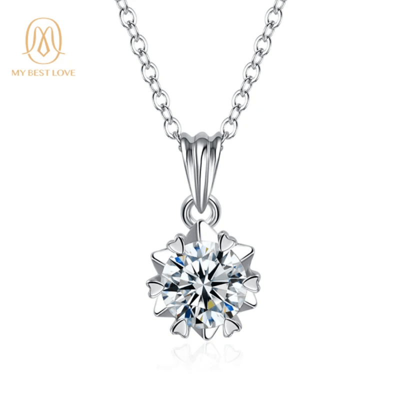 High quality jewellery necklace pure 925 sterling silver moissanite necklace fashion jewellery pendent necklace for women - Necklaces & Pendants - British D'sire