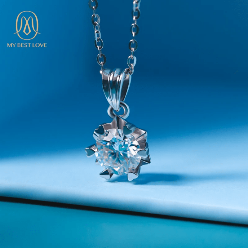 High quality jewellery necklace pure 925 sterling silver moissanite necklace fashion jewellery pendent necklace for women - Necklaces & Pendants - British D'sire