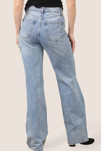 High Rise Distressed Boyfriend Jeans – Vintage Wash | Relaxed Fit Denim - Jeans - British D'sire