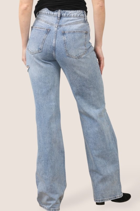 High Rise Distressed Boyfriend Jeans – Vintage Wash | Relaxed Fit Denim - Jeans - British D'sire