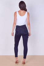 High Waist Cargo Skinny Jeans – Dark Indigo | 6 Pocket Stretch Denim - Jeans - British D'sire
