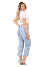 High - Waisted Mid Wash Cropped Jeans – Women’s Relaxed Straight - Leg Denim Trousers - Jeans - British D'sire