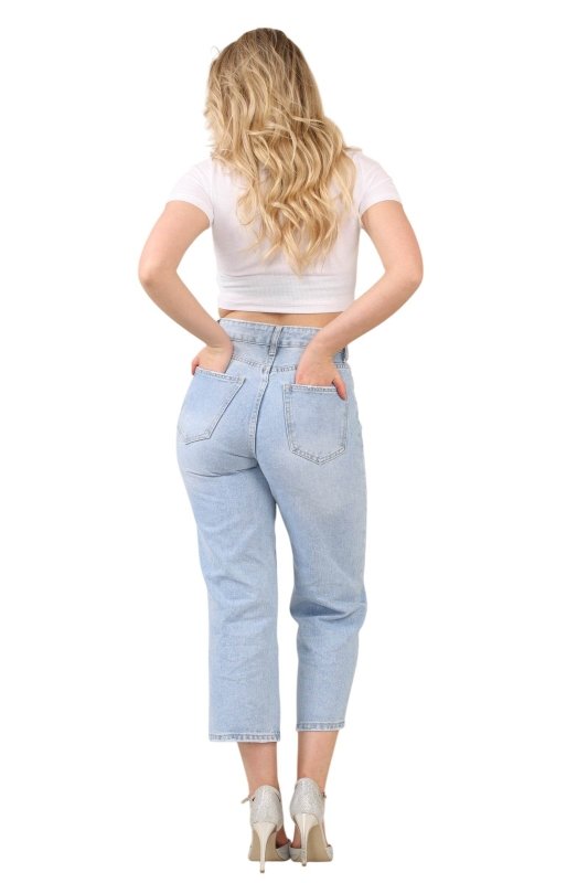 High - Waisted Mid Wash Cropped Jeans – Women’s Relaxed Straight - Leg Denim Trousers - Jeans - British D'sire