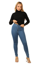 High - Waisted Skinny Jeans – Classic Blue Wash - Jeans - British D'sire