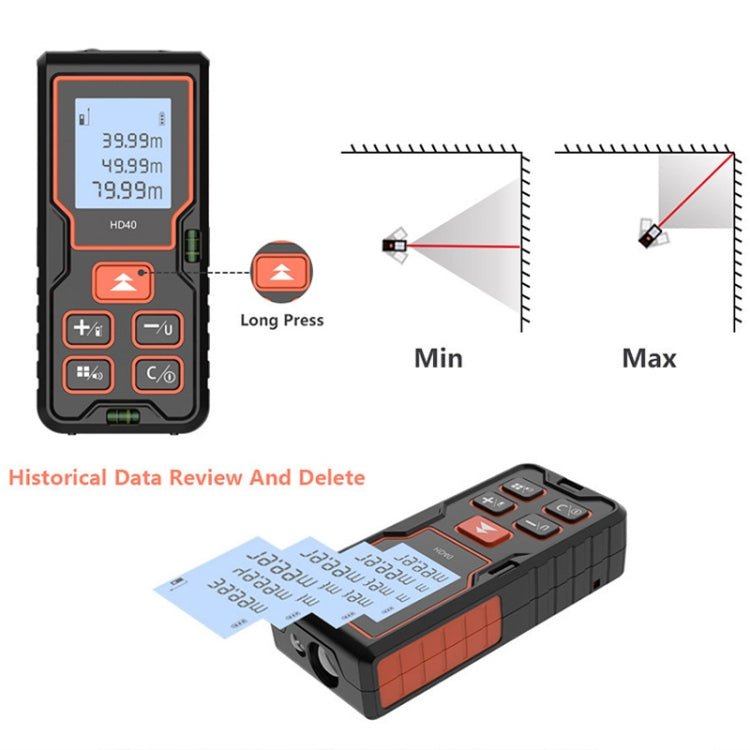 HILDA HD40 High Accuracy Laser Rangefinder Laser Electronics Ruler - British D'sire