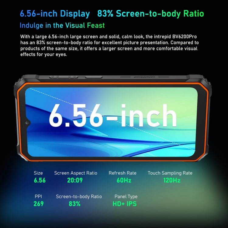 [HK Warehouse] Blackview BV6200 Pro, 6GB+128GB, IP68/IP69K/MIL - STD - 810H, 6.56 inch Android 13 MediaTek Helio P35 Octa Core, Network: 4G, OTG, NFC(Orange) - British D'sire