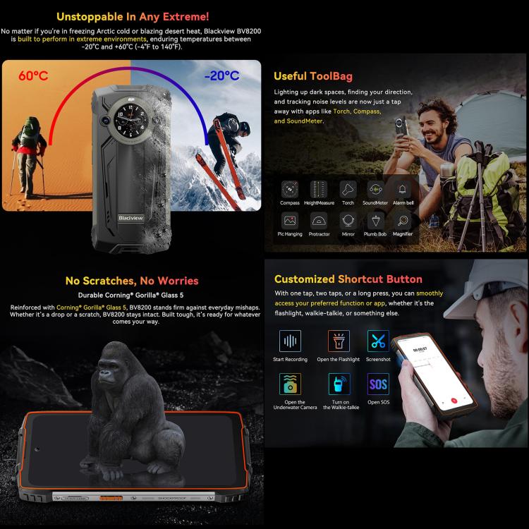 [HK Warehouse] Blackview BV8200 Rugged Phone, 12GB+256GB, 6.5 inch + 1.3 inch Android 14 MediaTekHelio G100 MT8781, Network: 4G, NFC (Green) - British D'sire