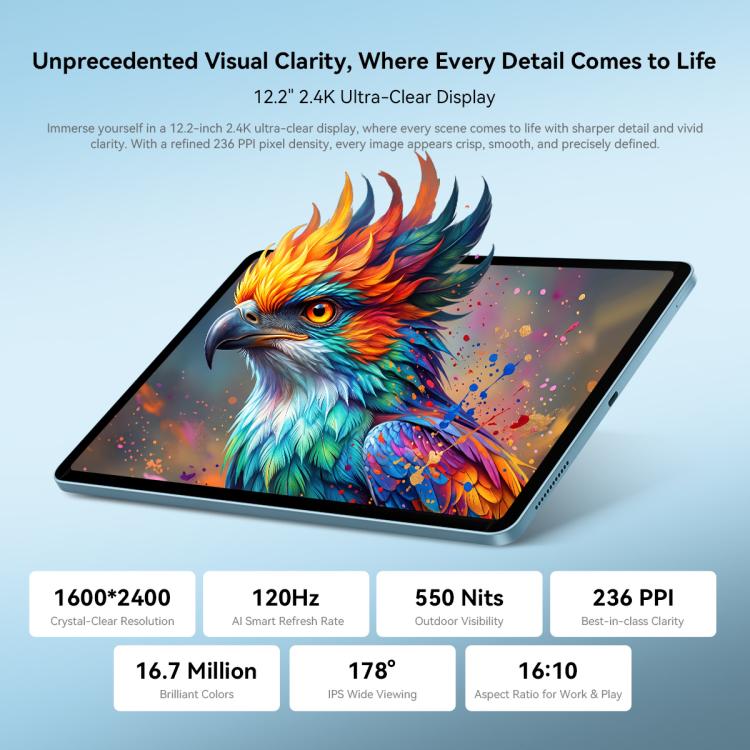 [HK Warehouse] Blackview MEGA 5 Tablet PC, 8GB+256GB, 12.2 inch Android 16 Unisoc T7300 Octa Core, Network: 4G, Global Version with Google Play (Grey) - British D'sire