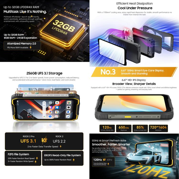 [HK Warehouse] Blackview ROCK 2 Pro Rugged Phone, 8GB+256GB, 6.67 inch Android 16 Unisoc UMS9620 T8100 Octa Core, Network: 5G, OTG, NFC(Yellow) - British D'sire