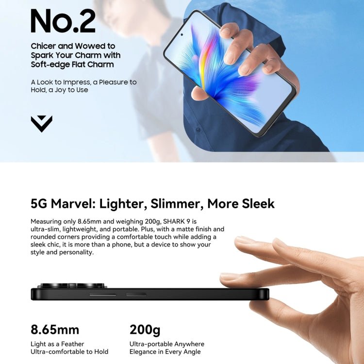 [HK Warehouse] Blackview SHARK 9, 8GB+256GB, 6.67 inch Android 14 Unisoc T820 Octa Core, Network: 5G (Black) - British D'sire