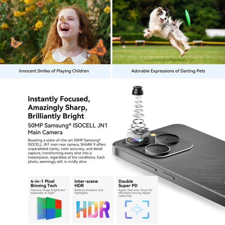 [HK Warehouse] Blackview SHARK 9, 8GB+256GB, 6.67 inch Android 14 Unisoc T820 Octa Core, Network: 5G (Black) - British D'sire