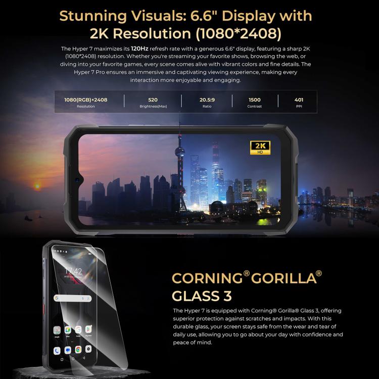 [HK Warehouse] HOTWAV Hyper 7 Rugged Phone, 8GB+256GB, 10800mAh, 6.6 inch Android 14 MediaTek Dimensity 7050 5G, Network: 5G, OTG, NFC (Black) - British D'sire