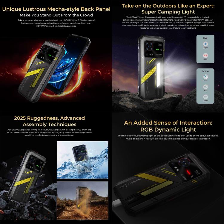 [HK Warehouse] HOTWAV Hyper 7 Rugged Phone, 8GB+256GB, 10800mAh, 6.6 inch Android 14 MediaTek Dimensity 7050 5G, Network: 5G, OTG, NFC (Black) - British D'sire