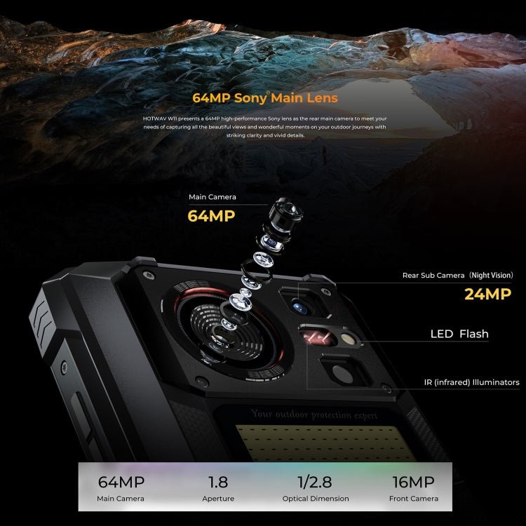 [HK Warehouse] HOTWAV W11 Rugged Phone, 6GB+256GB, Night Vision, 20800mAh, 6.6 inch Android 13 MT8788 Octa Core, Network: 4G, OTG, Recording Call (Cosmic Black) - British D'sire
