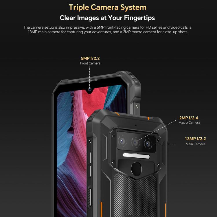 [HK Warehouse] Oukitel WP23 Plus Rugged Phone, 8GB+256GB, 6.52 inch Android 14.0Unisoc T606 Octa - core, NFC, OTG, Network: 4G (Black) - British D'sire