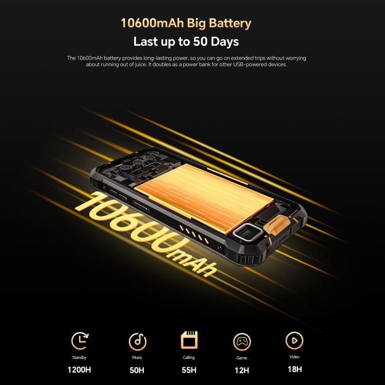 [HK Warehouse] Oukitel WP23 Plus Rugged Phone, 8GB+256GB, 6.52 inch Android 14.0Unisoc T606 Octa - core, NFC, OTG, Network: 4G (Black) - British D'sire