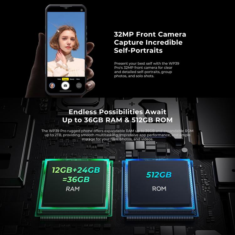 [HK Warehouse] Oukitel WP39 Pro 5G Rugged Phone, 12GB+512GB, Night Vision, Fingerprint Identification, 6.6 inch Android 14 MediaTek Dimensity 6300 Octa Core, NFC, OTG, Network: 5G (Green) - British D'sire