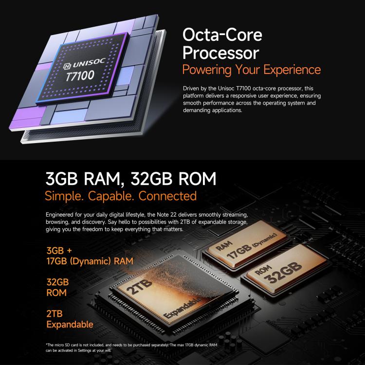 [HK Warehouse] Ulefone Note 22, 3GB+32GB, 5.0 inch Android 16 Go Unisoc T7100 Octa Core, Network: 4G, OTG (Black) - British D'sire