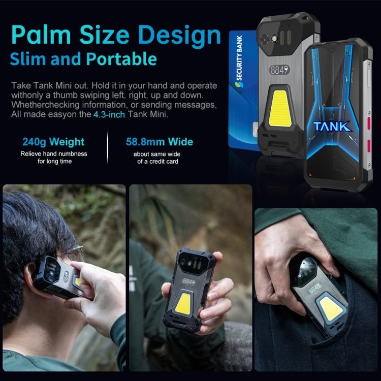 [HK Warehouse] Unihertz Tank mini 1 / 8849, 8GB+256GB, 100MP Camera, 4.3 inch Android 13 Helio G99 Octa Core, Network: 4G(Black) - British D'sire