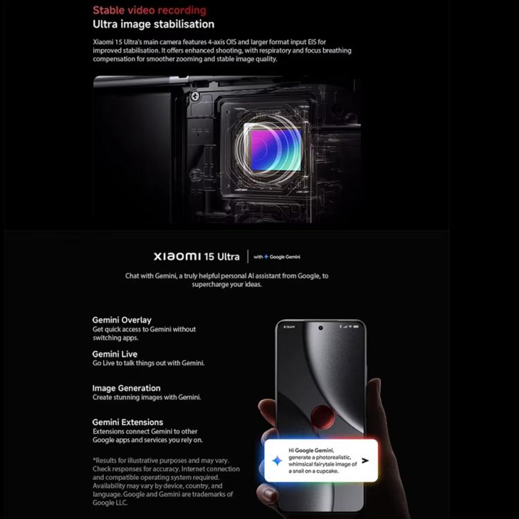 [HK Warehouse] Xiaomi 15 Ultra Global, 16GB+512GB, 3D Ultrasonic Fingerprint, 200MP Camera, 6.73 inch Xiaomi HyperOS 2 Snapdragon 8 Elite Octa Core 3nm, NFC, Network: 5G (Black) - British D'sire