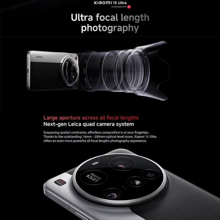 [HK Warehouse] Xiaomi 15 Ultra Global, 16GB+512GB, 3D Ultrasonic Fingerprint, 200MP Camera, 6.73 inch Xiaomi HyperOS 2 Snapdragon 8 Elite Octa Core 3nm, NFC, Network: 5G (Black) - British D'sire