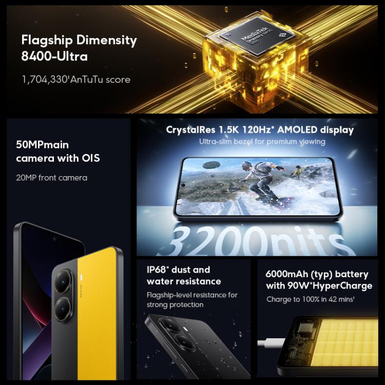[HK Warehouse] Xiaomi POCO X7 Pro 5G Global, 12GB+256GB, In - screen Fingerprint, 6.67 inch Xiaomi HyperOS 2 MediaTek Dimensity 8400 - Ultra Octa Core, NFC, Network: 5G (Green) - British D'sire