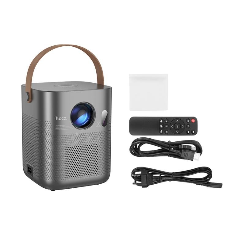 hoco DT4 1280x720P 190ANSI Smart Full Autofocus Projector Android Version, EU Plug(Metal Grey) - British D'sire